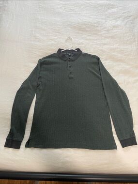 Champs Men’s Dark Green Long-Sleeve Polo with Black Collar